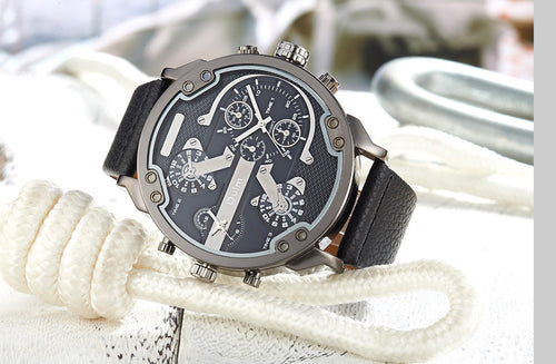 Bold Dual-Time Black Outdoor Sports Watch