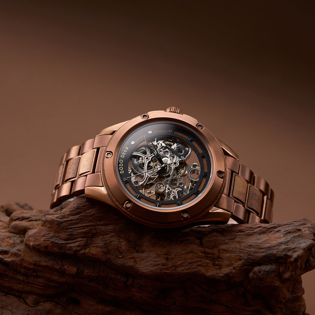 Openwork Mechanical Wooden Watch For Men