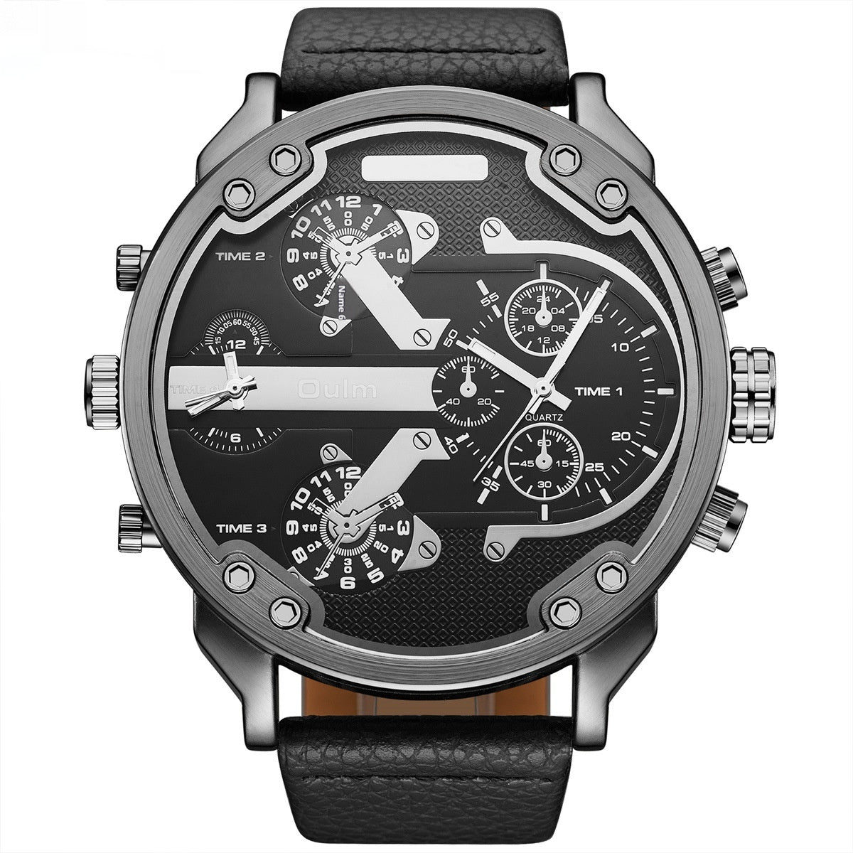 Bold Dual-Time Black Outdoor Sports Watch