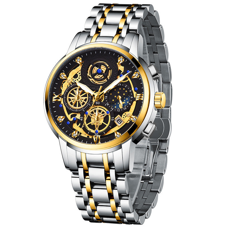 Men's Stainless Steel Multifunction Quartz Watch