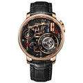 Mens Watch With Oil Pump Movement Stainless Steel Case And Leather Strap